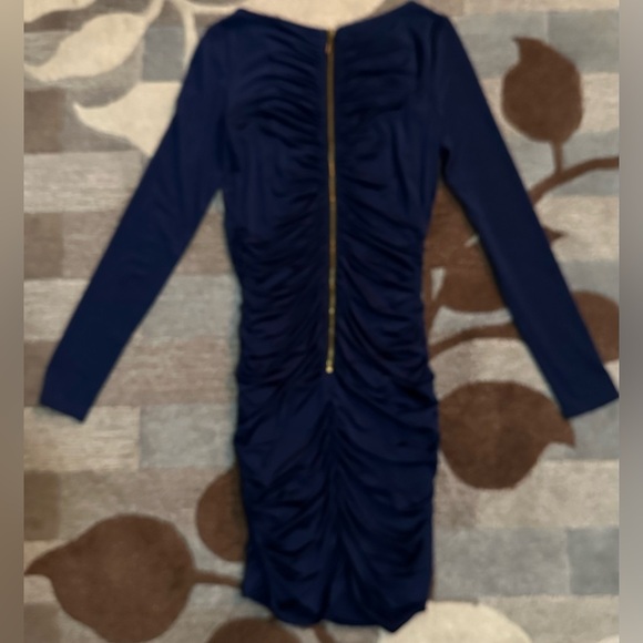 Eliza J. Long Sleeve Drape Front Ruched Back Jersey Bodycon Dress in Cobalt Blue - Picture 7 of 10